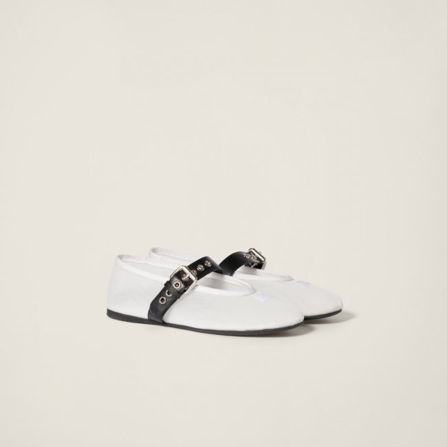 Miu Miu Mesh fabric ballerinas White