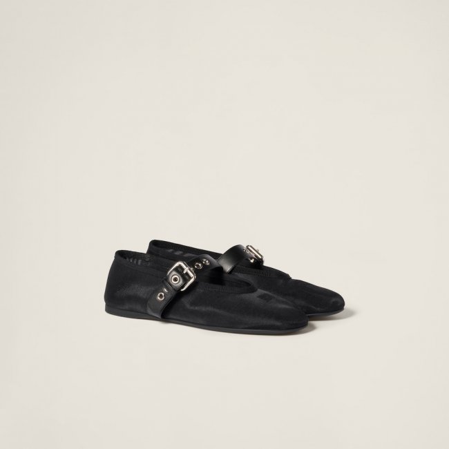 Miu Miu Mesh fabric ballerinas Black