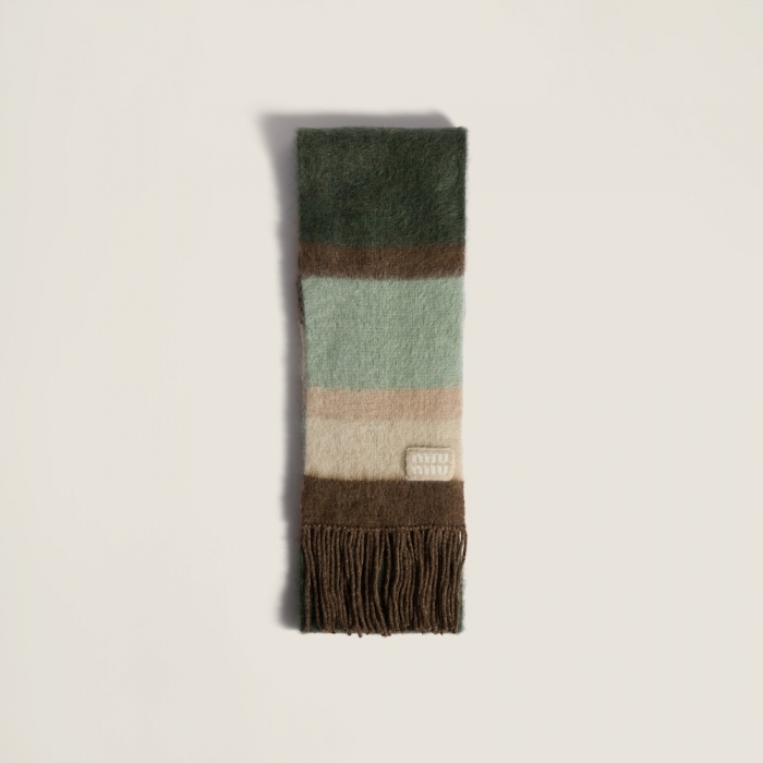 Miu Miu Wool scarf with fringes - Cognac/Tundra