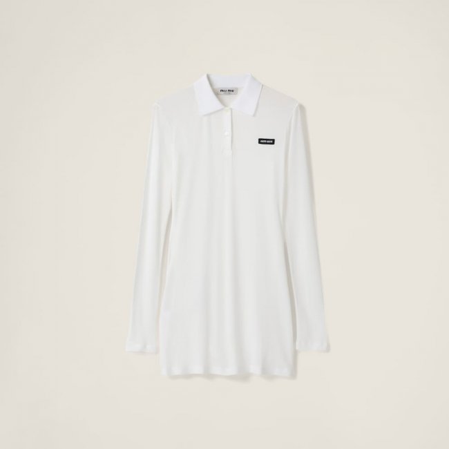 Miu Miu Ribbed jersey mini-dress White