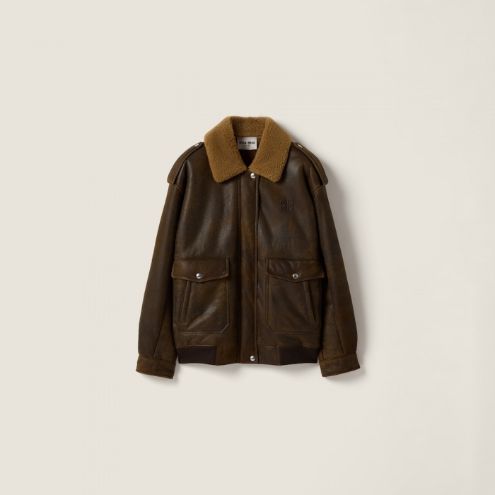 Miu Miu Shearling blouson jacket Dark Brown