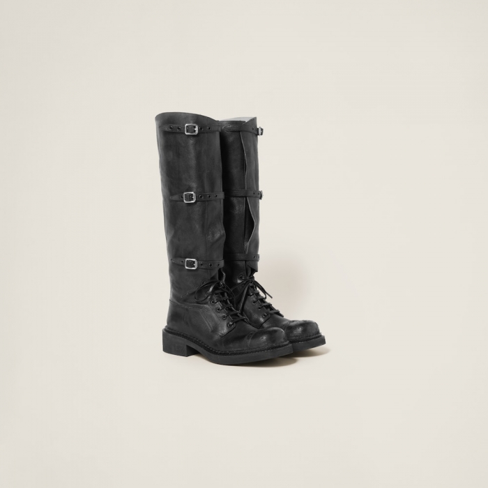 Miu Miu Leather boots Black