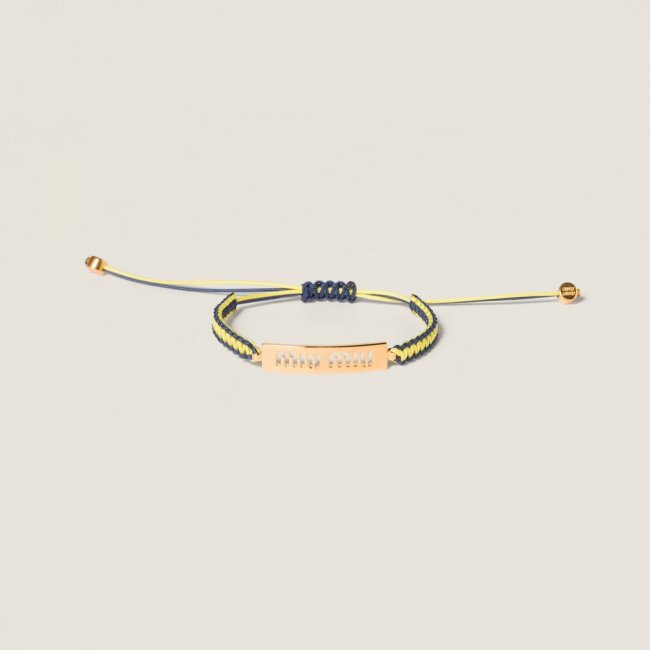 Miu Miu Cotton and metal bracelet Gold / Lemon / Blue