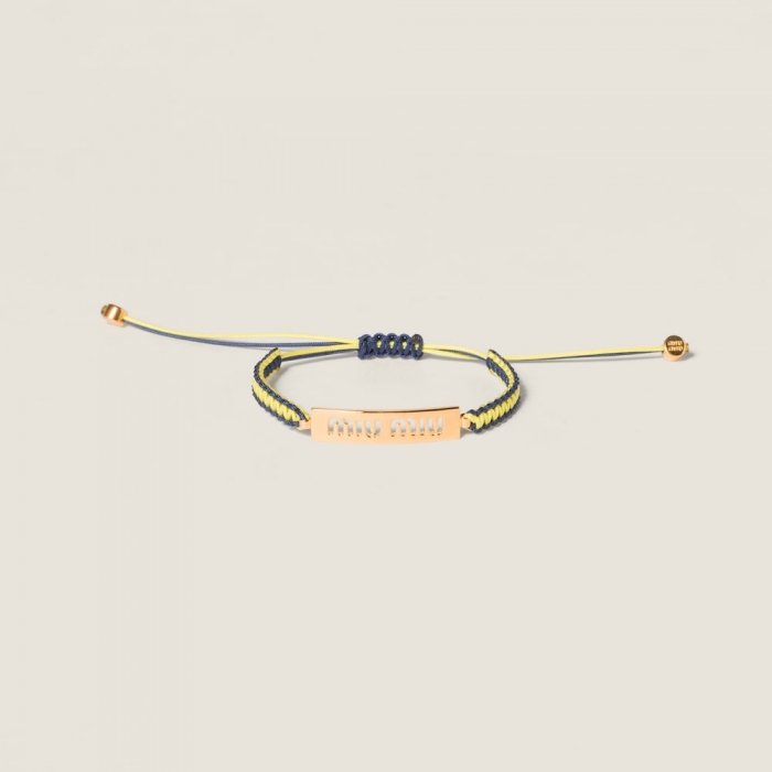 Miu Miu Cotton and metal bracelet Gold / Lemon / Blue