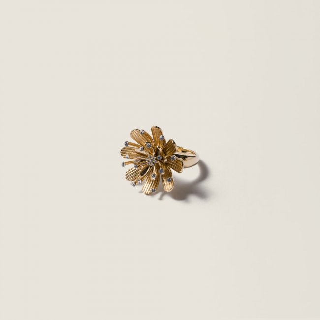 Miu Miu Metal ring with crystals Vintage Gold / Crystal
