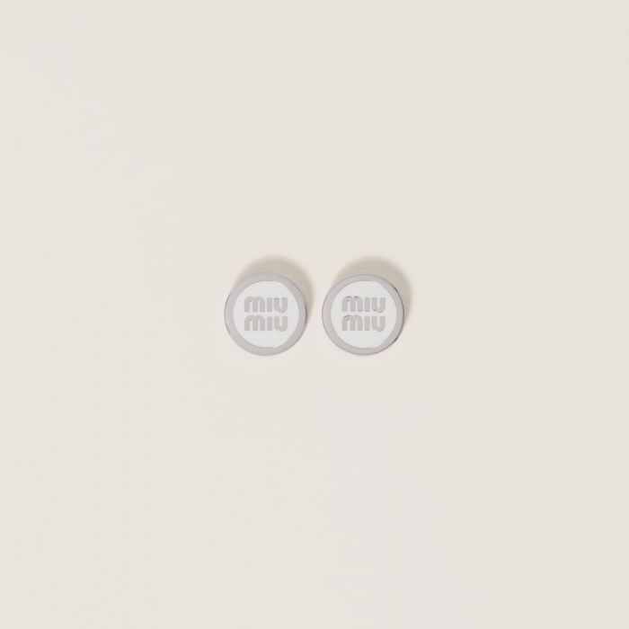 Miu Miu Enameled metal earrings White