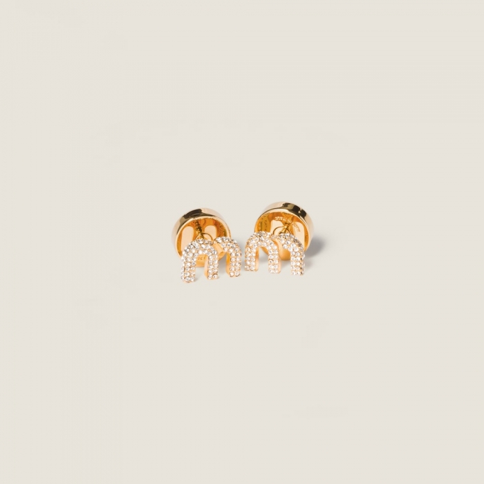Miu Miu Metal earrings with crystals Gold / Crystal