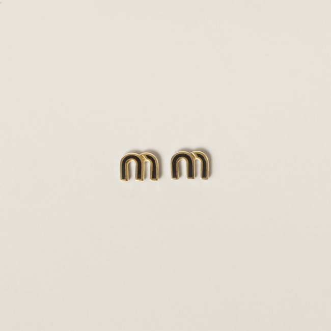Miu Miu Enameled metal earrings Black