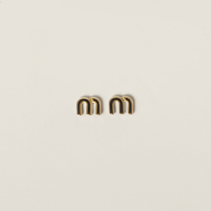 Miu Miu Enameled metal earrings Black