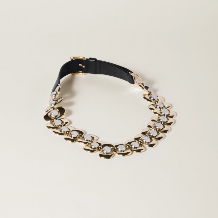 Miu Miu Leather and metal belt - Black