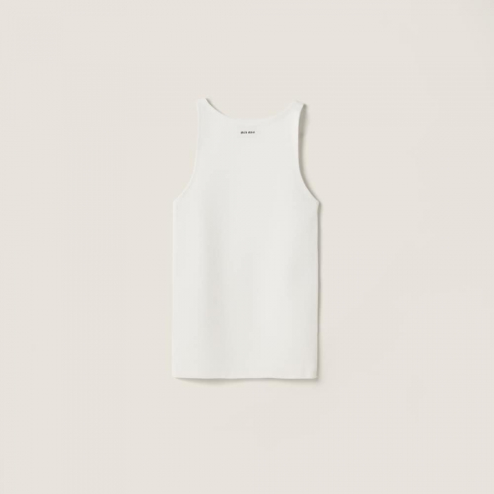 Miu Miu Cotton knit tank top White