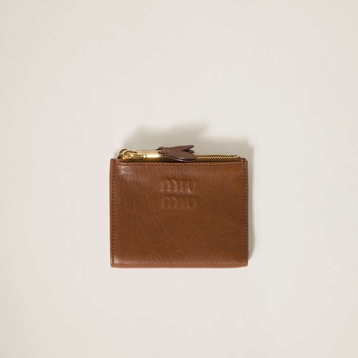 Miu Miu Small nappa leather wallet Oak
