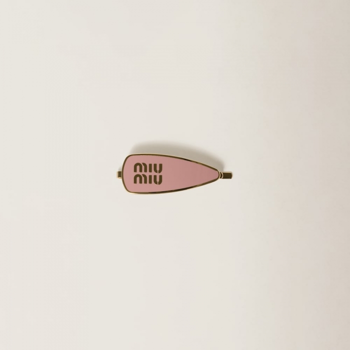Miu Miu Enameled metal hair clip - Orchid Pink
