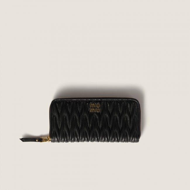 Miu Miu Large matelassé nappa leather wallet Black