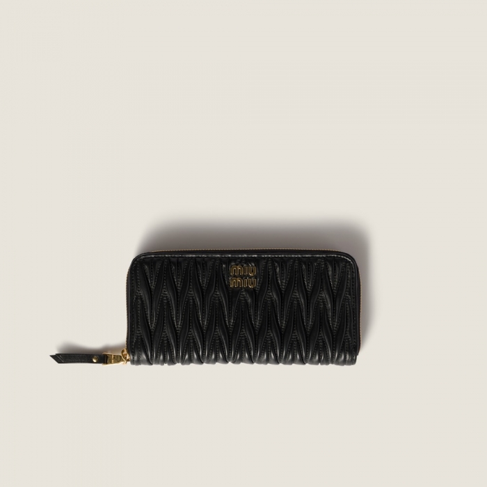 Miu Miu Large matelassé nappa leather wallet Black
