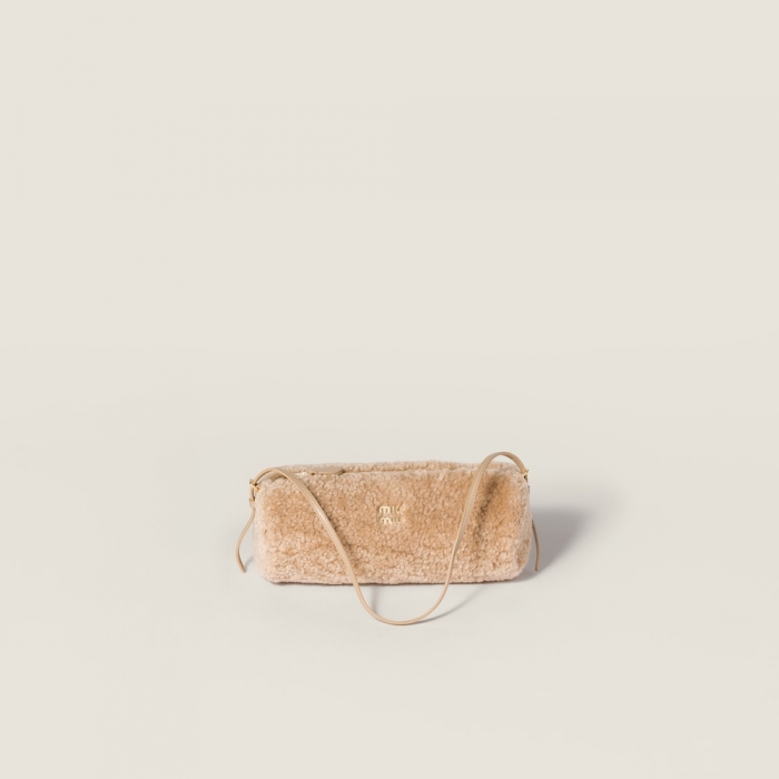 Miu Miu Shearling Pouch - Sand Beige
