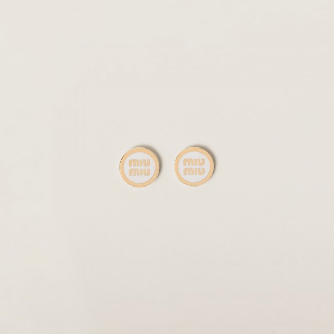 Miu Miu Enameled metal earrings White