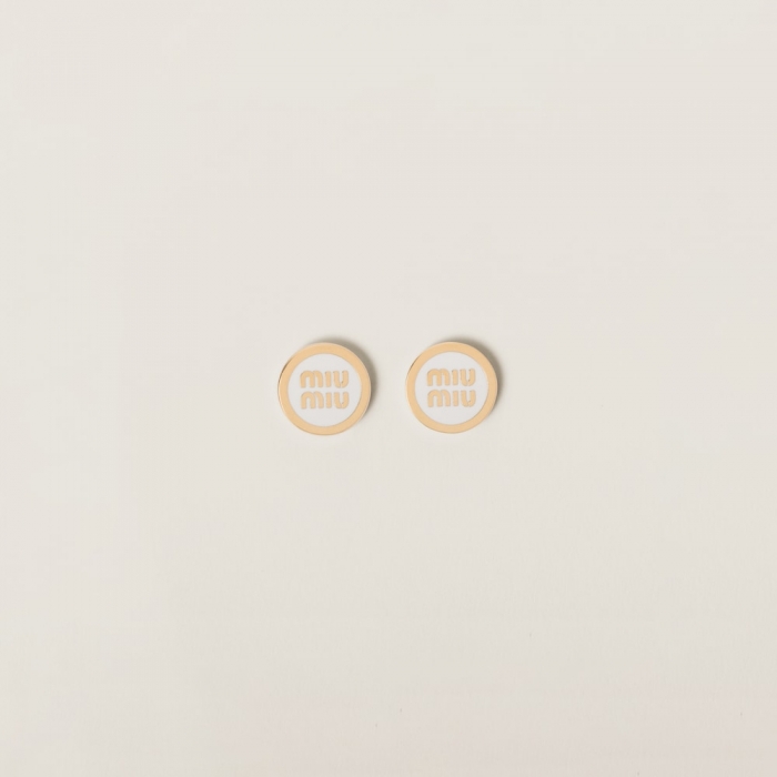 Miu Miu Enameled metal earrings White