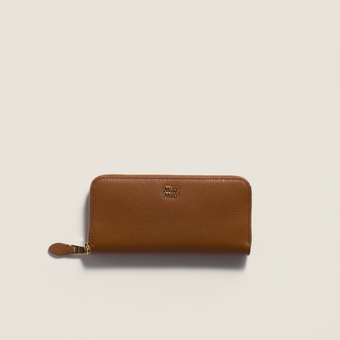 Miu Miu Large leather wallet Cognac