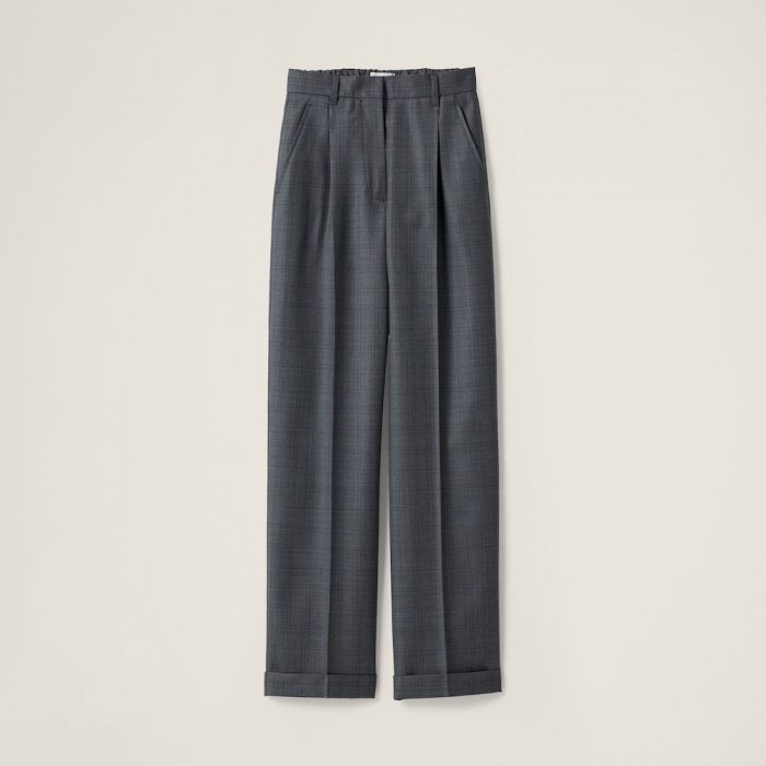 Miu Miu Prince of Wales checked wool pants Slate Gray