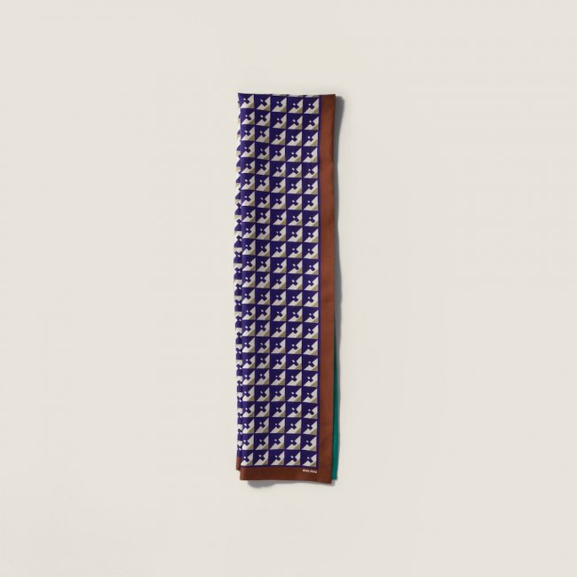 Miu Miu Printed silk scarf - Tobacco/Ink