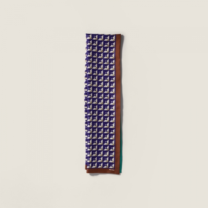Miu Miu Printed silk scarf - Tobacco/Ink