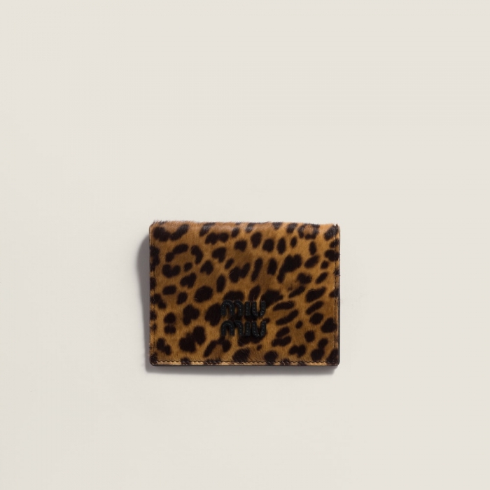 Miu Miu Printed leather envelope card holder Honey