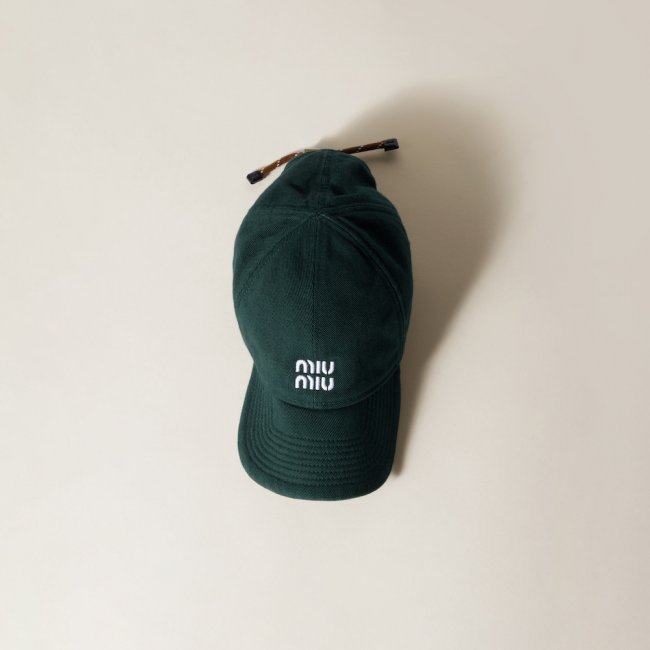 Miu Miu Denim baseball cap - Tobacco/Emerald