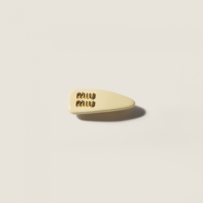Miu Miu Patent leather hair clip - Butter Yellow