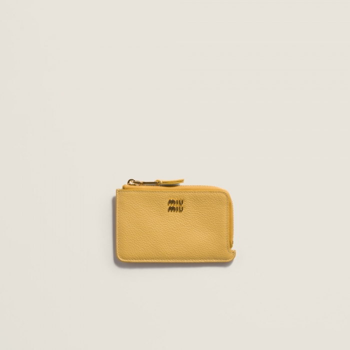 Miu Miu Leather pouch card holder Yellow