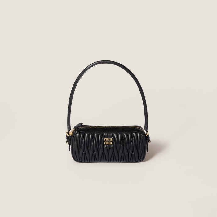 Miu Miu Matelassé nappa leather pouch - Black