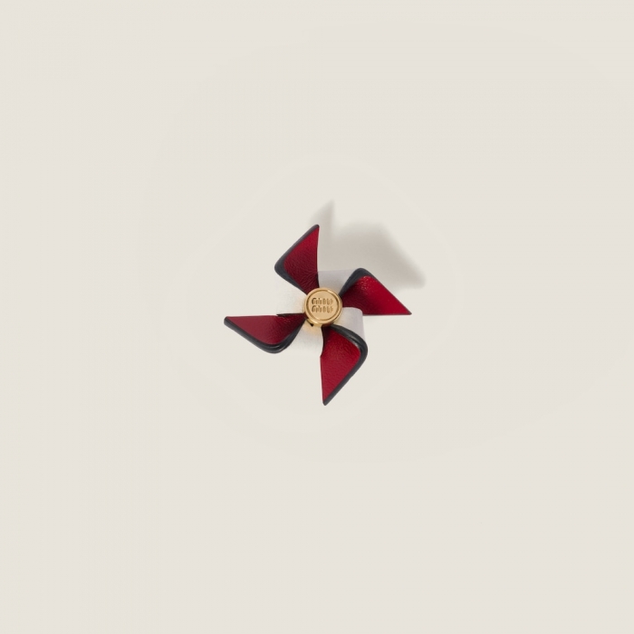 Miu Miu Leather pinwheel brooch - Red/White