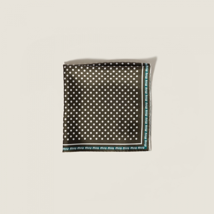 Miu Miu Printed twill scarf - Loden Green/Lagoon Blue