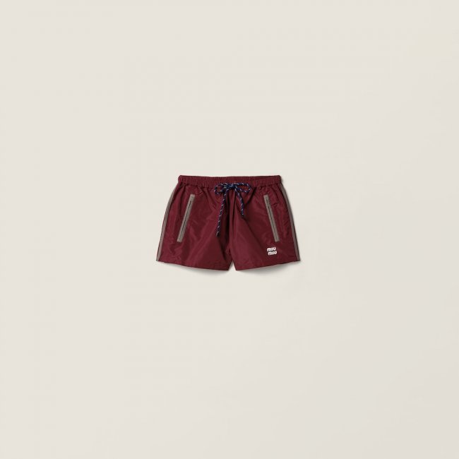Miu Miu Technical fabric shorts Amaranth Red / Maize Yellow