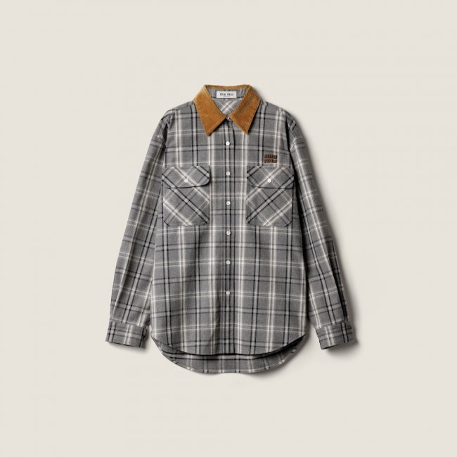 Miu Miu Checked flannel shirt Slate Gray