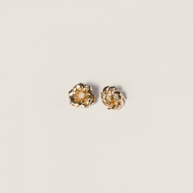 Miu Miu Metal earrings with crystals Vintage Gold / Crystal