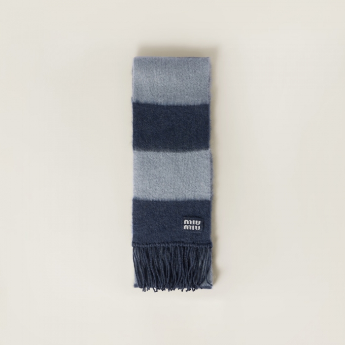 Miu Miu Wool scarf with fringes - Blue/Sky Blue