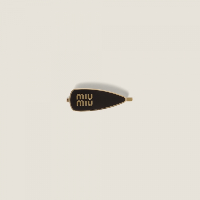 Miu Miu Enameled metal hair clip - Black