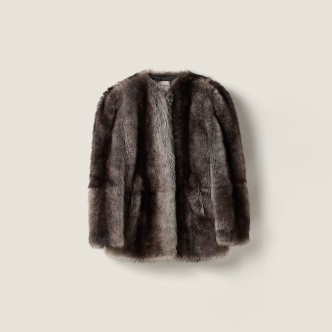 Miu Miu Shearling fur jacket Black