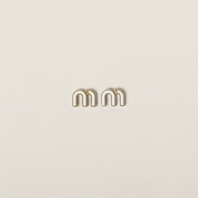 Miu Miu Enameled metal earrings White