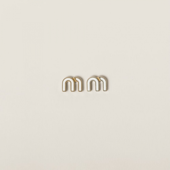 Miu Miu Enameled metal earrings White