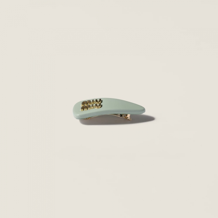 Miu Miu Patent leather hair clip - Powder Blue