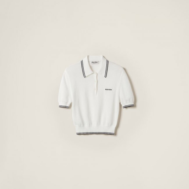 Miu Miu Cotton jersey polo shirt White / Blue