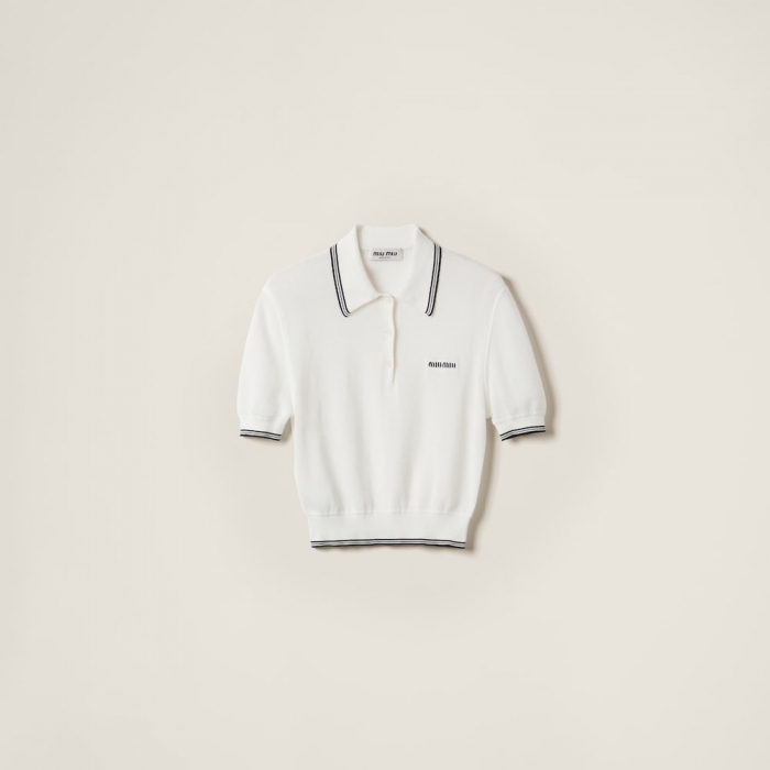 Miu Miu Cotton jersey polo shirt White / Blue