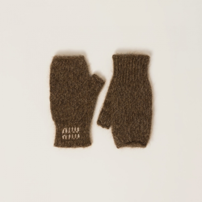 Miu Miu Wool and mohair gloves - Tobacco