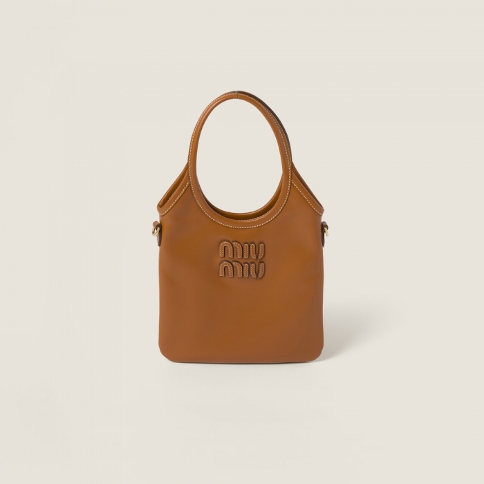 Miu Miu Ivy leather handbag Cognac