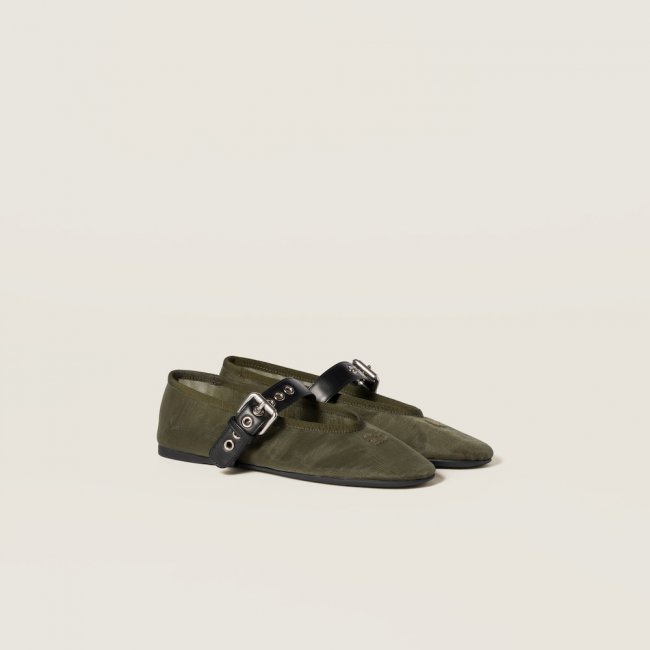 Miu Miu Mesh fabric ballerinas Olive Green