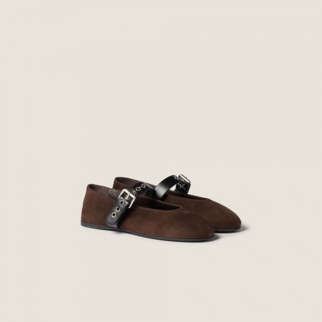 Miu Miu Suede ballerinas Dark Brown