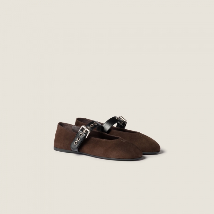 Miu Miu Suede ballerinas Dark Brown