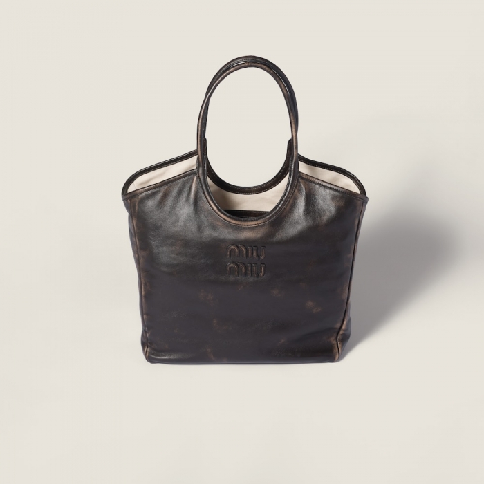 Miu Miu Ivy leather tote bag Coffee
